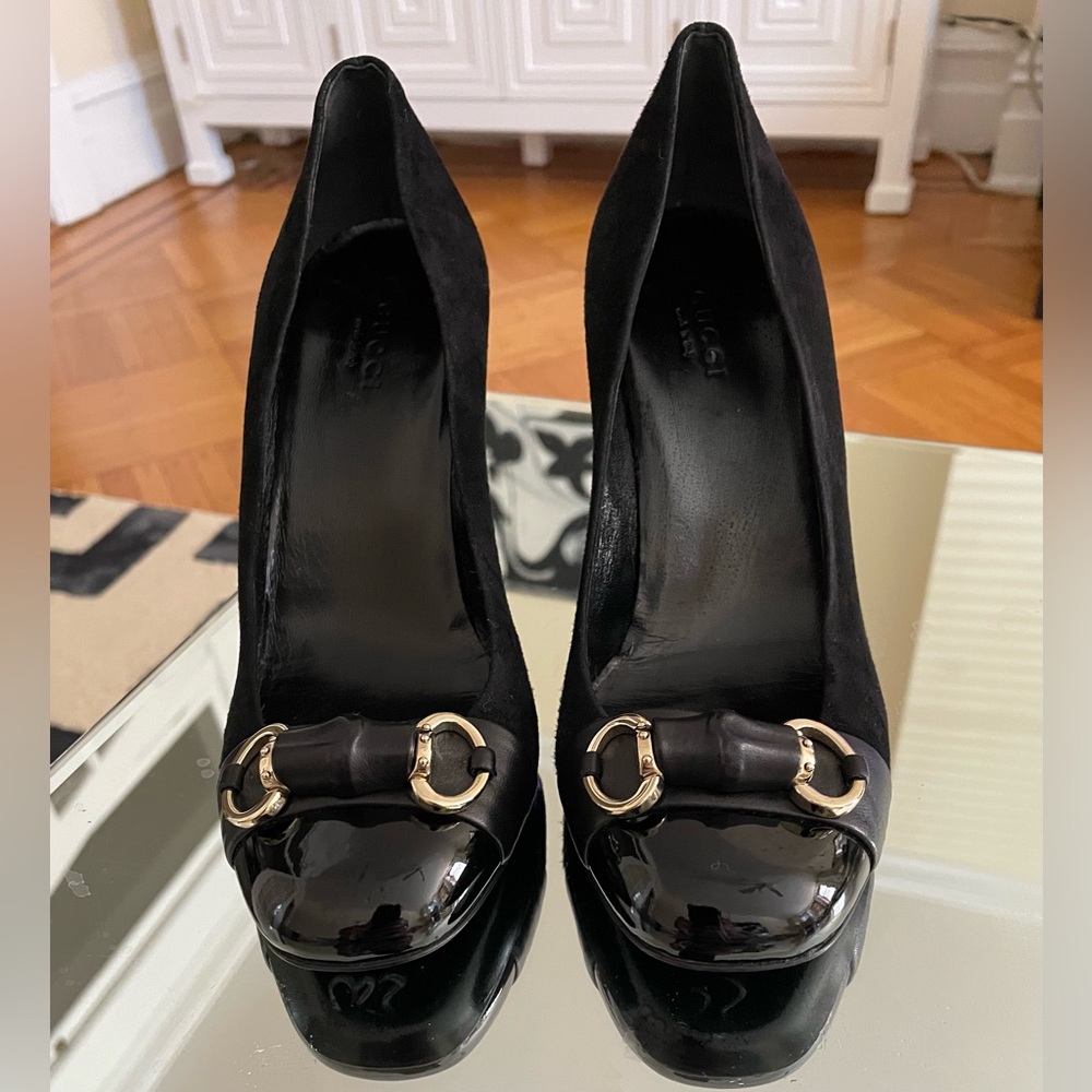 Gucci bamboo horsebit black pump 35.5